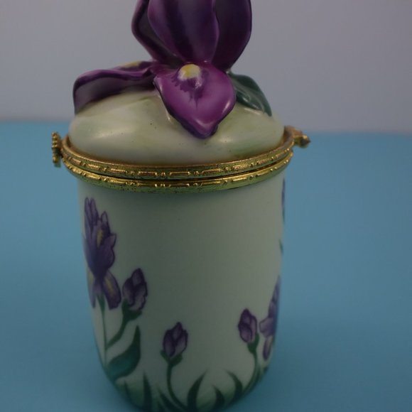 2 Bombay Hinged Candle Holders Trinket Boxes Blue Iris & Bird w Babies LIKE NEW! - Picture 11 of 15